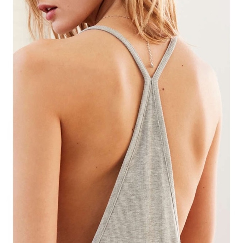Grey Ribbed Racerback Tank Dress - Picture 2 of 15